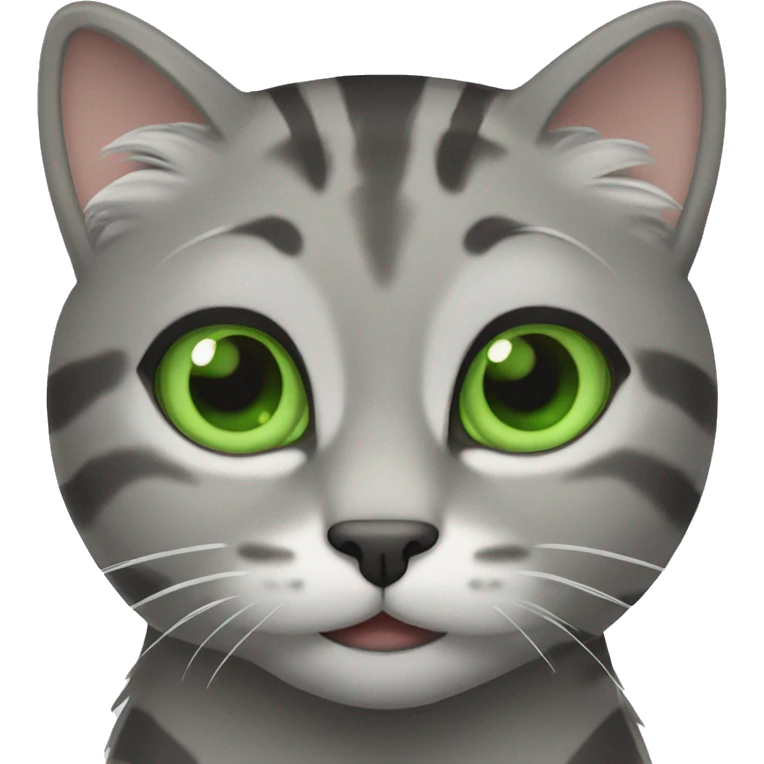 Gray tabby cat with green eyes emoji