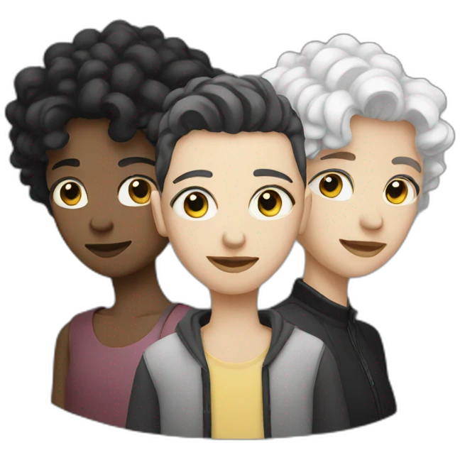 three faces white, black, non binary emoji