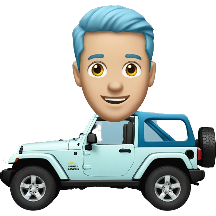jeep Wrangler in the color light blue  big wheels emoji