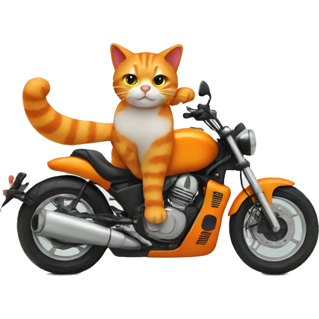 Orange cat ride motorbike emoji