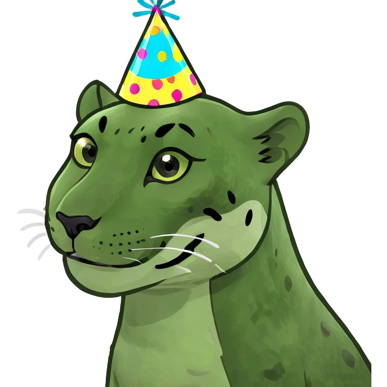 Cheetah wearing party hat emoji