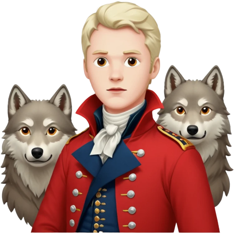 Loyalist Patrick Ferguson at the Revolutionary war Battle of Kings Mountain, with Wolves around him. emoji