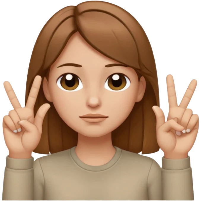 White but tan person with lightish brown hair girl has eyes closed and index and middle fingers held on the temples of the forehead has if she is thinking and knows and sort of smirking emoji