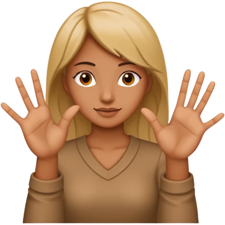a woman showing 6 on her left hand 7 on her right one emoji