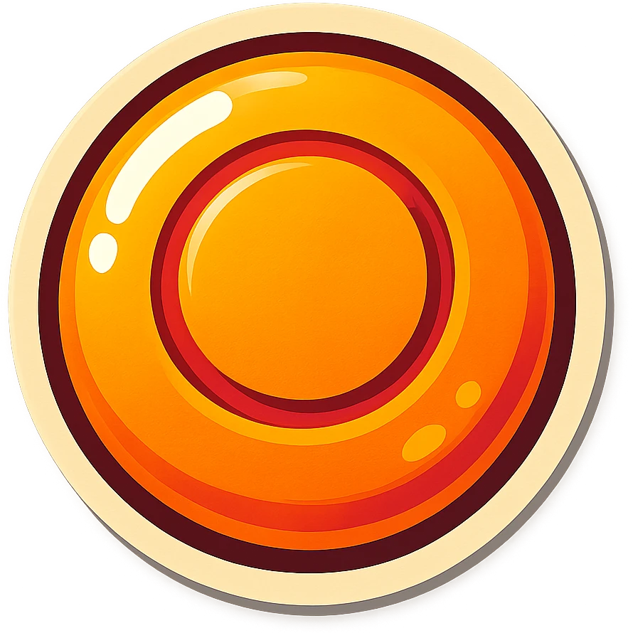 retro sticker style icon of a dalgona candy with a circle shape pressed in the center, playful and bold emoji