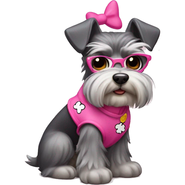 schnauzer dressed like hello kitty emoji