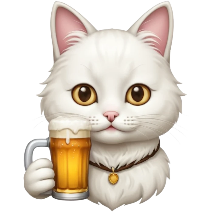 Cat White drink beer emoji