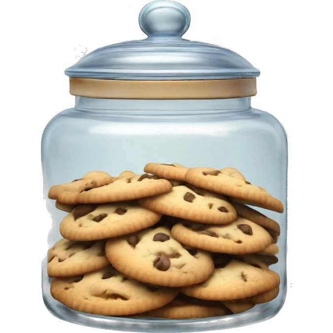Realistic rococo glass cookie jar with lid full of cookies isolated.  emoji