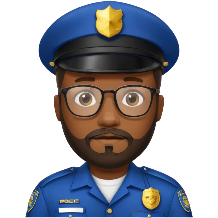 Police officer with glasses and beards black man emoji