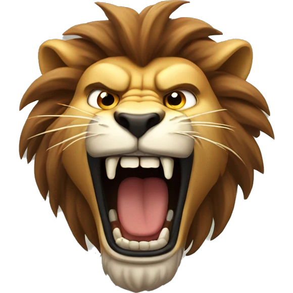 Very serious and Angry lion roars wriggling his head emoji