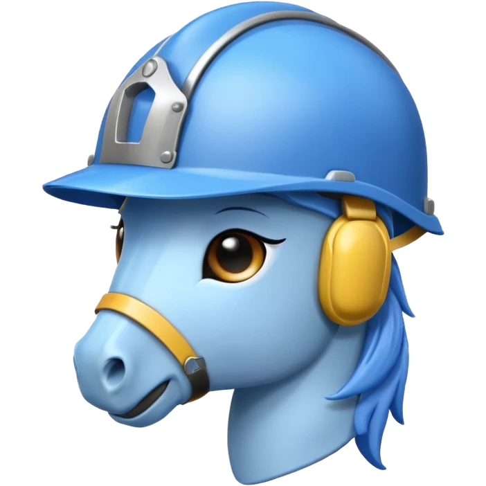 blue pony wearing a helmet emoji
