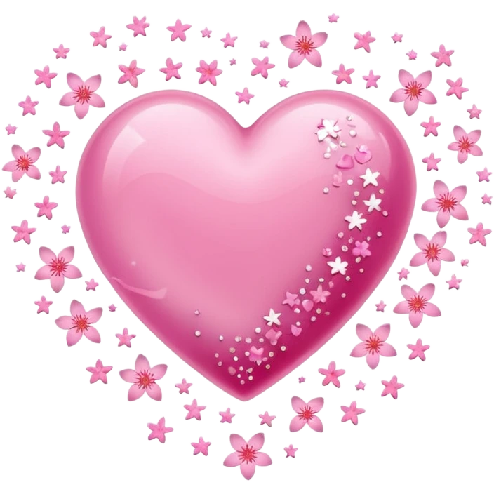 heart with sakura and sparkling stars emoji