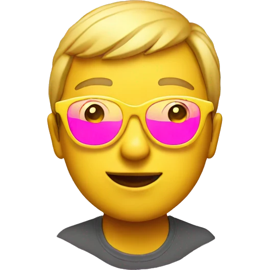 yellow emoji with pink glasses  emoji