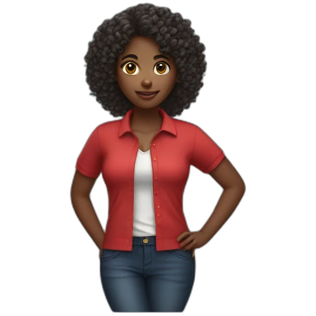 Black girl woth curly hair and a red polo shirt emoji