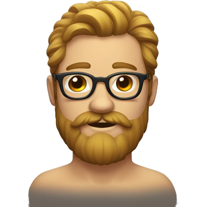 Homme gros avec lunettes chauve et barbe emoji
