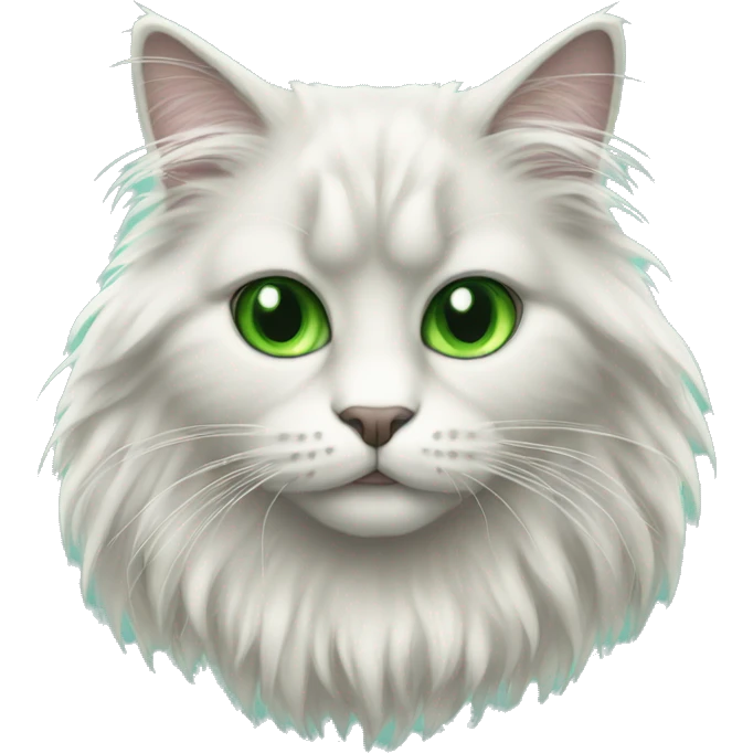 Long hair fluffy cat with green eyes emoji
