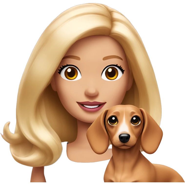 Barbie with white Dachshund close up emoji