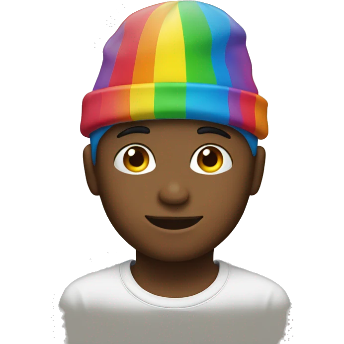 Boy with a rainbow hat emoji