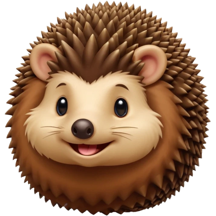 A round hedgehog with a small fuzzy beard puff under its nose, smiling shyly while holding a tiny acorn.



















 emoji