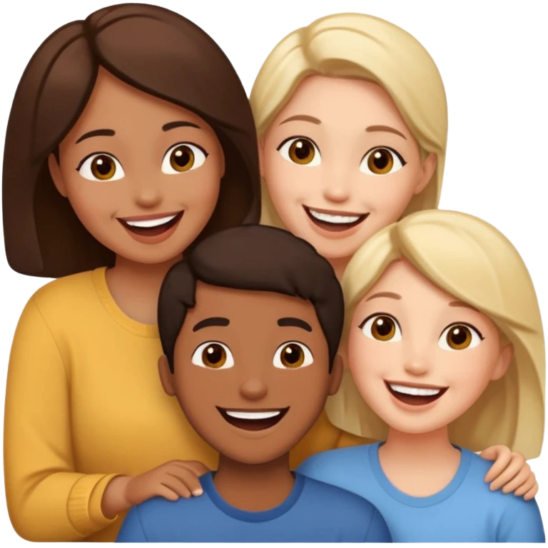 Three friends talking and looking each other emoji