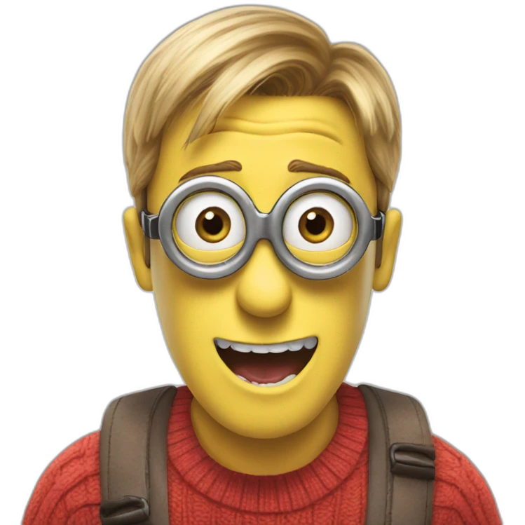 Minion making home alone surprise face emoji