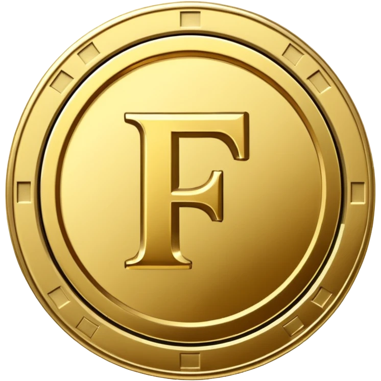 Currency crypto money symbol for the money "Fcoins" letter F, casino coin emoji