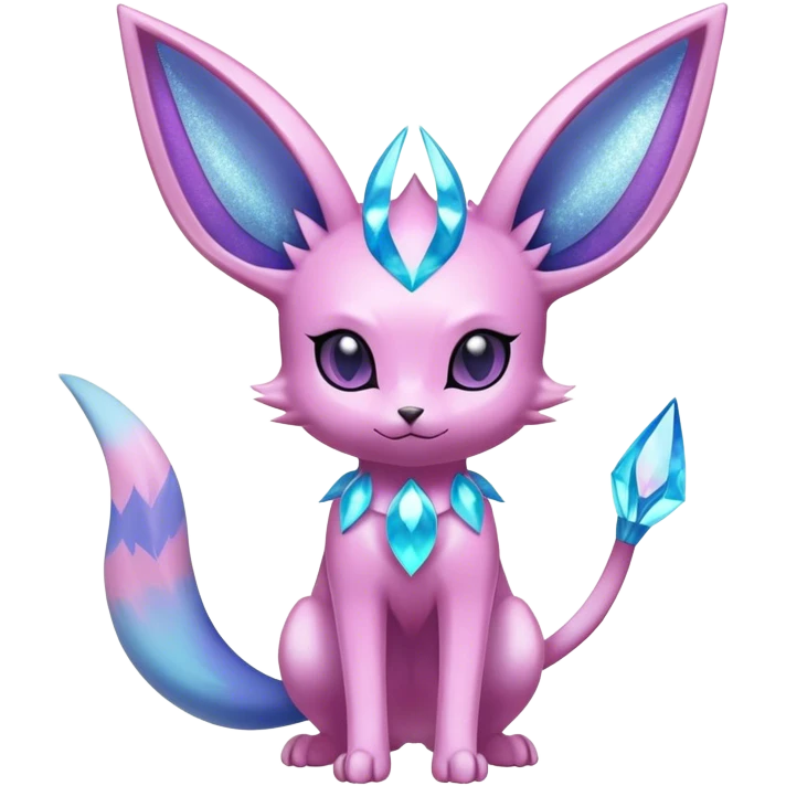 Shiny Cool Sparkly Cute Ethereal Espeon-Glaceon-Fakemon-hybrid-fusion- full body emoji