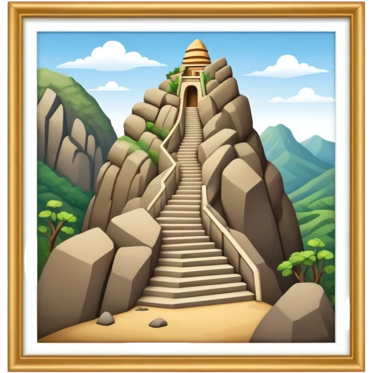 Guatapé Rock Landmark Emoji – Depicting the monolithic rock with its zigzagging staircase. emoji