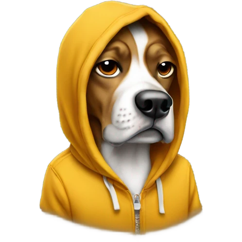 Rapping dog with hoodie emoji