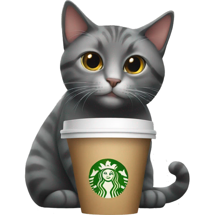cat holding starbucks emoji