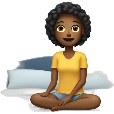 Woman sitting on a bed emoji