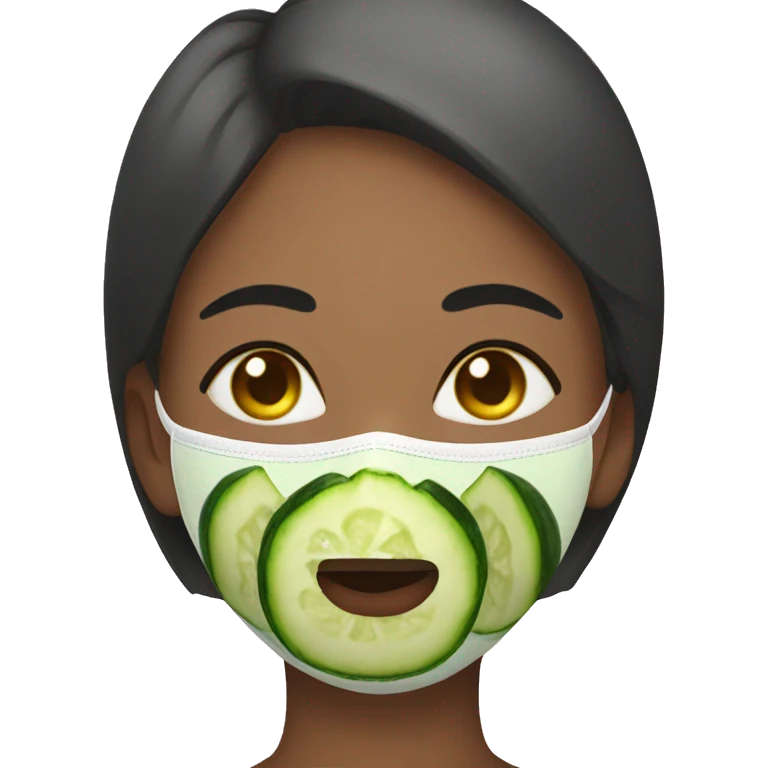 a girl with a cucumber face mask emoji