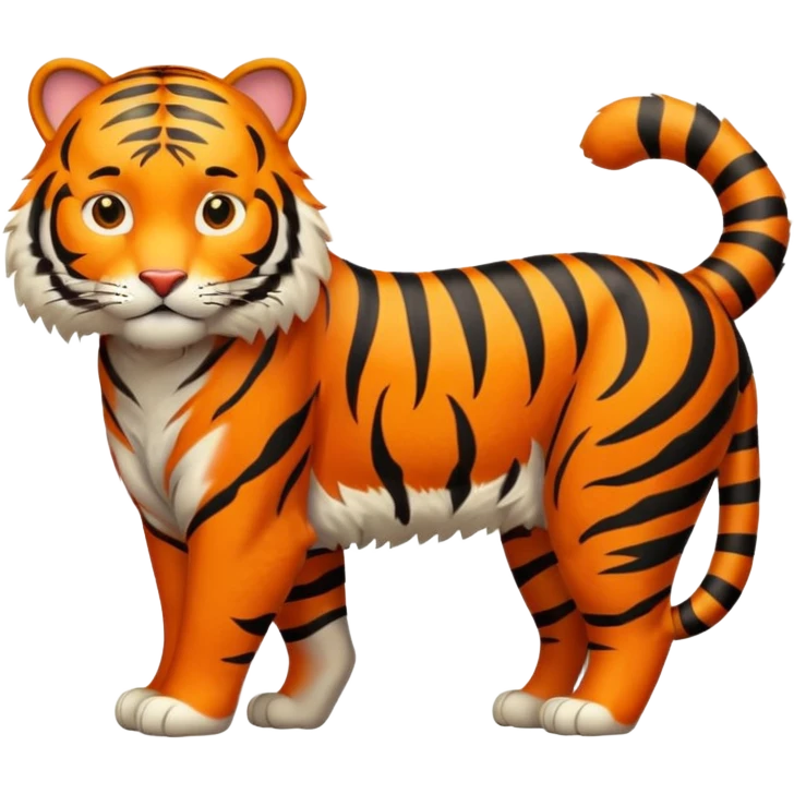 Create a single emoji of a Tiger in full body, shown at a slight side angle in a natural, characteristic pose. Cute and stylized like an emoji, but clearly recognizable.
 emoji