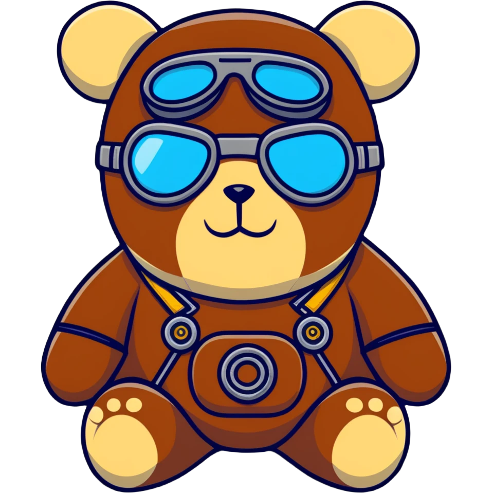 Steampunk teddy bear with goggles emoji