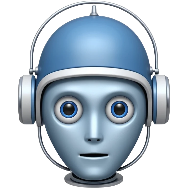 tête de robot cosmonaute bleu et blanc avec une antenne et des yeux fermés emoji