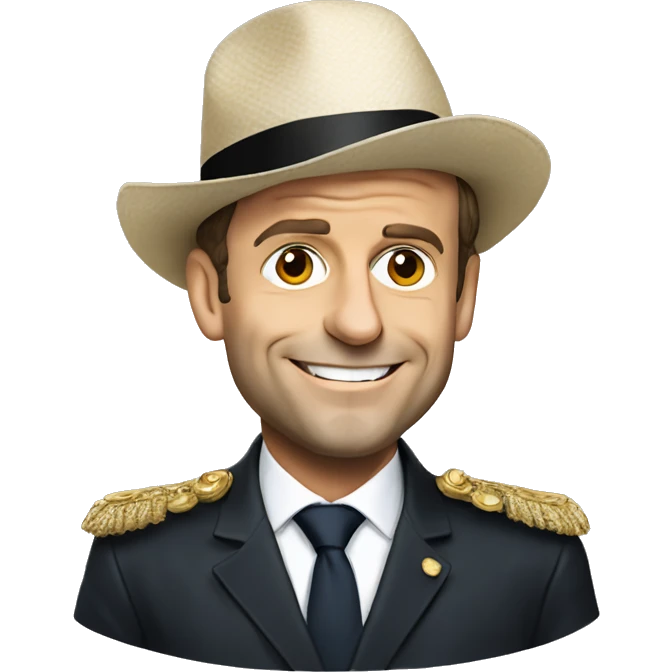 Emmanuel Macron with a hat emoji