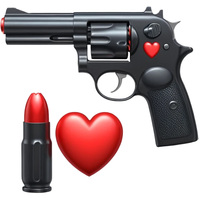 Black hand gun shooting a heart bullets out of the tip  emoji