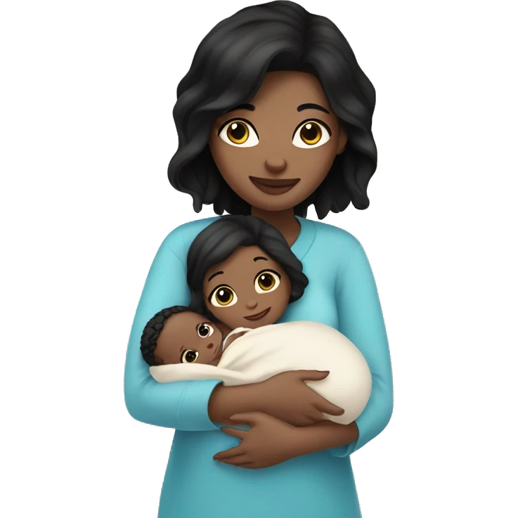 mom holding newborn baby girl with blue eyes white skin black hair and white skin newborn girl white skin emoji
