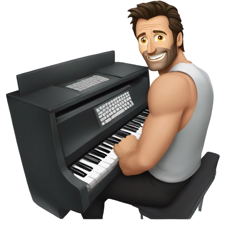 Hugh Jackman at a keyboard emoji