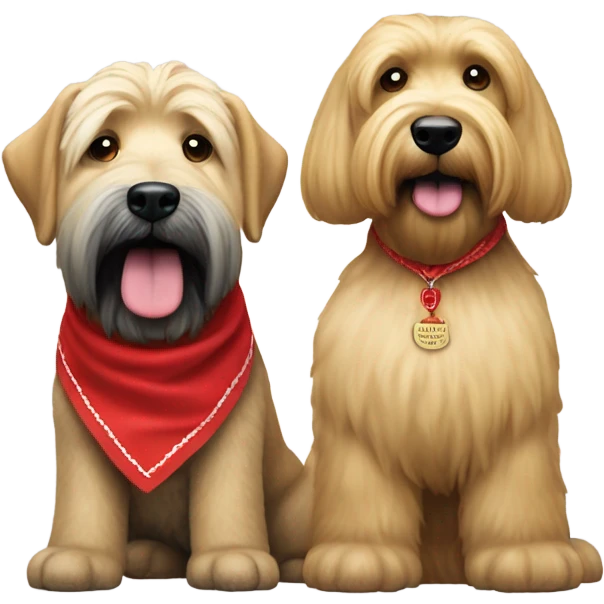 Donald trump and wheaten terrier wearing a red bandana emoji