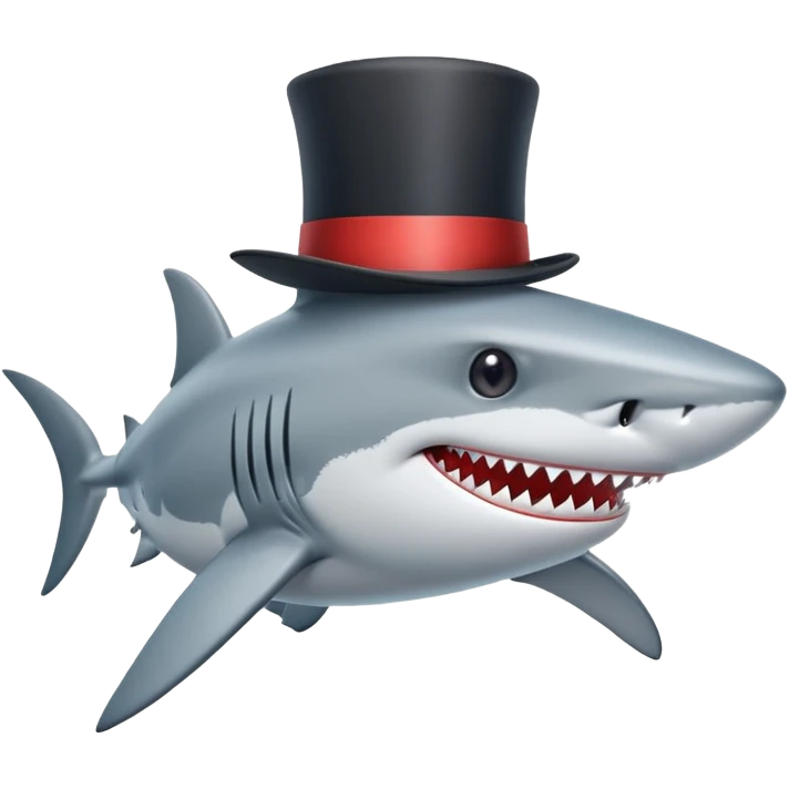Shark with a top hat emoji