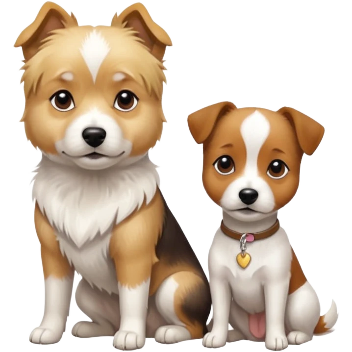 blonde shizu dog sitting next to jack rassel dog emoji