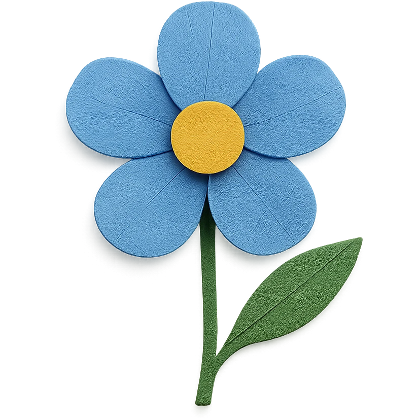 blue flower in paper craft style emoji