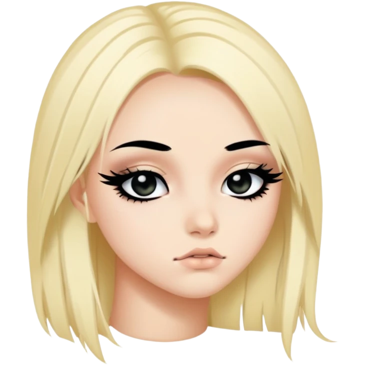 y2k emo, baddie,pretty, makeup, black eyeliner, long hair emoji