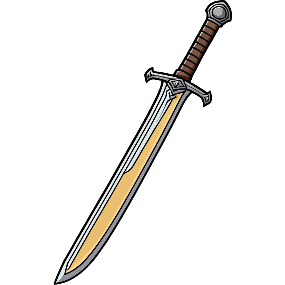 Battle-worn iron sword with leather handle emoji