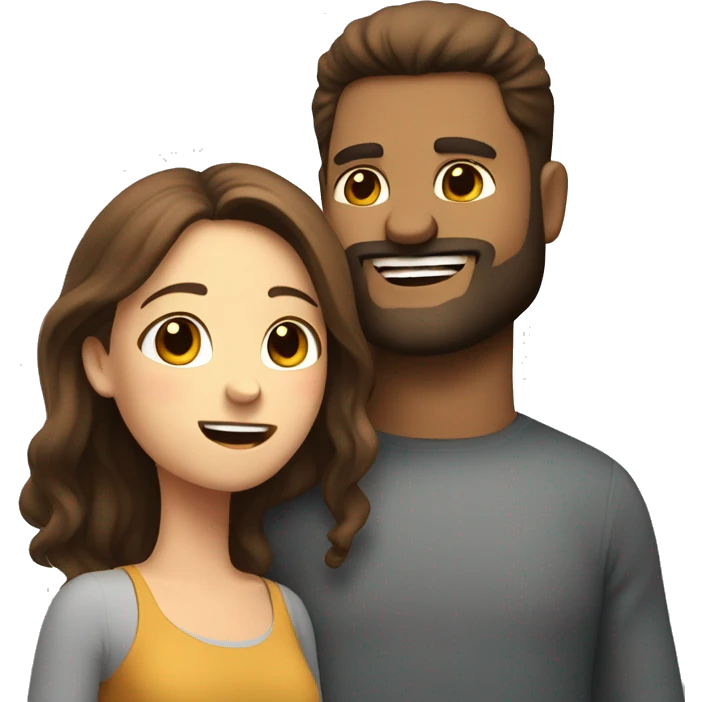 Stocky Guy with beard telling pretty girl with brown hair he loves her emoji
