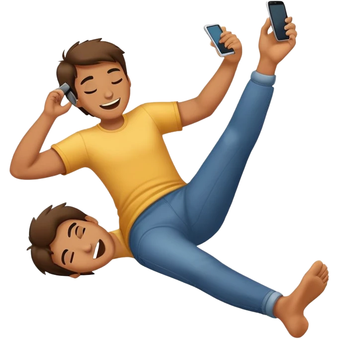 Kicking feet while laying down on phone giggling  emoji