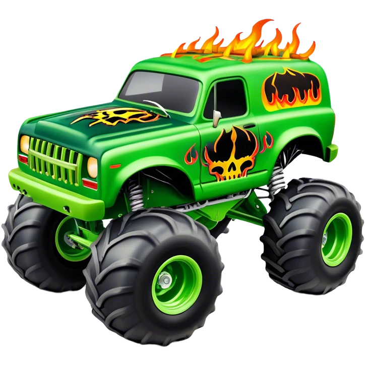 Grave Digger - Monster Jam (Model Year: 2022) (Iconic colour: Green with flames) emoji