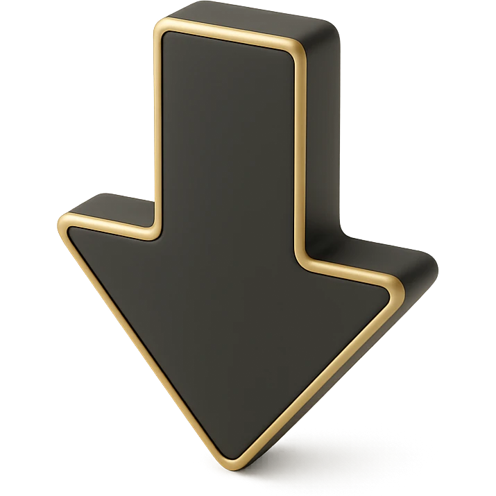 a down arrow in 3D black style emoji