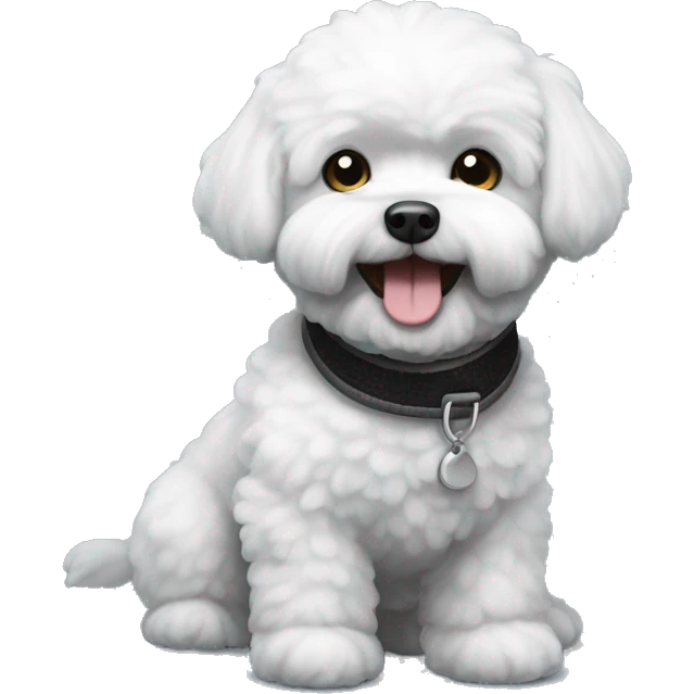 Grey black happy Bichon Frisé  emoji